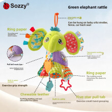 (Green)Bébé éléphant hochet et jouet musical avec matière souple pour pratique motrice fine
