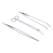 Set di pinzette e forbici 3 in 1 in acciaio inossidabile per piante d'acquario (D-583-A)
