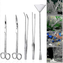 Kit de paisajismo acuático 5 en 1 de acero inoxidable: herramientas para acuario, alicates, tijeras, espátula, ayu.