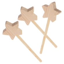 Varitas de hadas de madera sin terminar con forma de estrella, ideales para manualidades y fiestas.