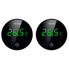 Paquete de 2 termómetros digitales para acuario con pantalla LED táctil, color negro.