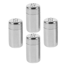 Paquete de 4 mini saleros, pimenteros, azucareros y pimenteros de acero inoxidable para viajes.