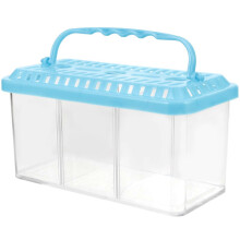 Caja de plástico azul para la cría de peces, ideal para el almacenamiento de alevines.