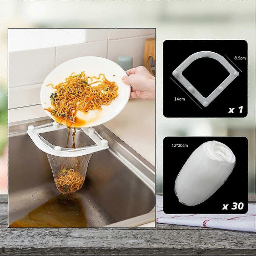 Disposable Kitchen Sink Mesh Bag Set with 1 Rack and 30 Filter Bags 1