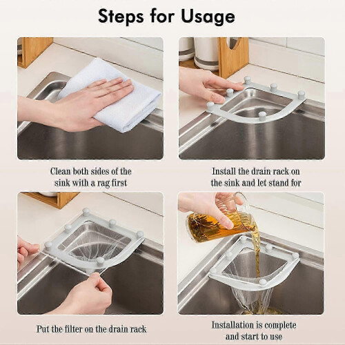 Disposable Kitchen Sink Mesh Bag Set with 1 Rack and 30 Filter Bags 2