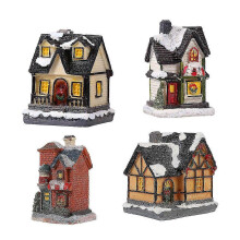 piezas de mini casas navideñas de resina que brillan en la oscuridad para decoración de micro paisajes.