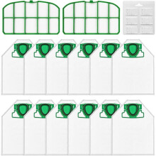Paquete de 12 Bolsas para Aspiradora para para Kobold VK200 FP200 con 2 Filtros HEPA - Incluye Bolsas, Filtros y Pastillas de Fragancia
