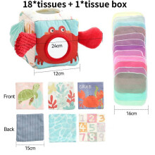 Kids Crab Shape Sensory Cotton Tissue Box For Handeye Coordination Brain Activities Development