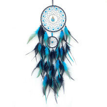 (Blue)Elegante Pluma Atrapasueños Decoración Colgante de Pared para Boda y Regalos Fiesta