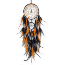(Orange)Elegante Pluma Atrapasueños Decoración Colgante de Pared para Boda y Regalos Fiesta