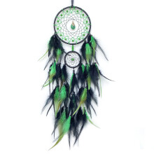 (Green)Elegante Pluma Atrapasueños Decoración Colgante de Pared para Boda y Regalos Fiesta