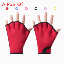 (Red,L)Aqua Gloves Webbed Paddle Swim Gloves Fitness Water Swimming Training Summer