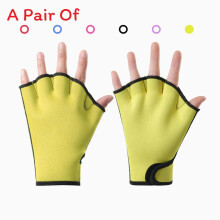 (Yellow,L)Gants Aqua Pagaie Sangle Gants de Natation Fitness Eau Natation Entraînement Été