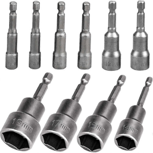 10Pcs Hex Magnetic Socket Wrench Set 6-19mm Pilot Nut Driver style2701