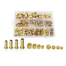 Brass Compression Fittings Sleeve Ferrule Assortment Kit 220PCS 4 Sizes (1/4 3/8 5/16 1/2)