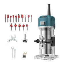 Fresadora eléctrica compacta de mano de 6 velocidades para carpintería, herramienta de corte y ensamblaje.