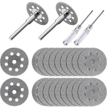 Kit de 20 discos de corte de diamante de 22 mm, 4 mandriles de 3 mm, 2 destornilladores de cristal cruzados, herramienta rotativa Dremel NUEVO3