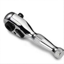 Llave de carraca corta de doble cabeza mini de 1/4" con 2 puntas de destornillador. Herramienta manual de reparación.