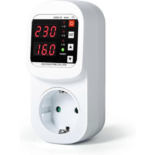 EU Dual Di Surge Protector Socket 16A AC220V Adjustable Voltage Current Limiting Voltmeter Automatic