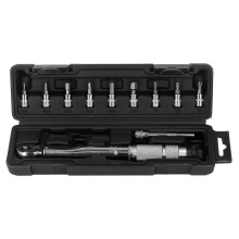 Kit di chiavi dinamometriche in acciaio al cromo vanadio da 125 Nm con inserti e bussole per riparazione auto e moto.