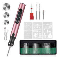 Wiederaufladbarer, kabelloser elektrischer Gravierstift mit 37 Bits für DIY-Holz-, Glas- und Steinbearbeitung