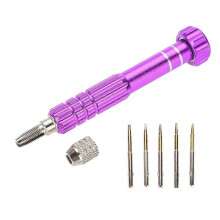Präzisions-Bits-Schraubendreher-Set für Handy-, Brillen- und Uhrenreparaturen mit Griff, Lila
