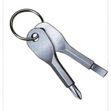 2er-Pack Mini-EDC-Schraubendreher aus Edelstahl mit Schlitz, Schlüsselanhänger-Werkzeug, Silber + Schwarz