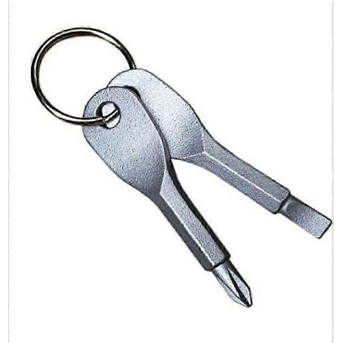 2PC Stainless Steel Mini EDC Multi Slotted Screwdriver Keychain Pocket Tool Silver+Black