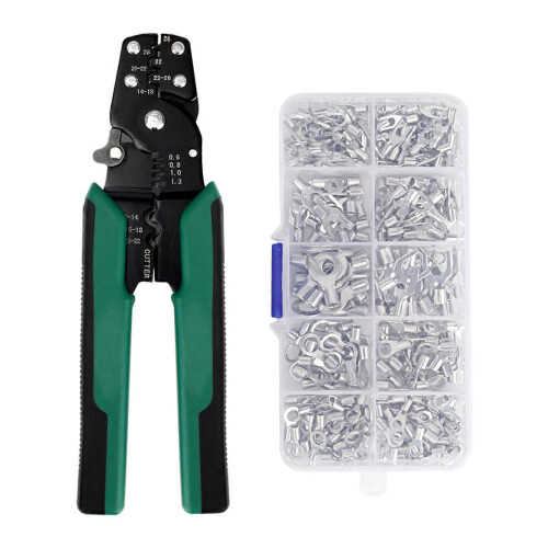 Crimper Pliers Kit Wire Stripper Cable Cutter UO Shaped Terminals Connectors 0.5-4MM Lugs Multicolor