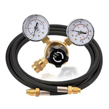 Regulador de gas de soldadura CO2 con manómetro, manguera de 2 metros (6,6 pies), entrada CGA580, 0-4500 PSI/0-10 BAR.