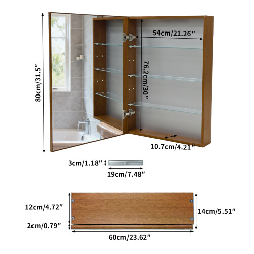 Bathroom Medicine Cabinet with Mirror, LED Light 2