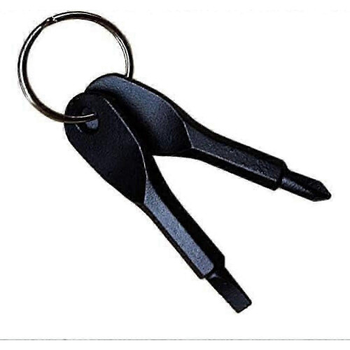2PC Stainless Steel Mini EDC Multi Slotted Screwdriver Keychain Pocket Tool Silver+Black 1