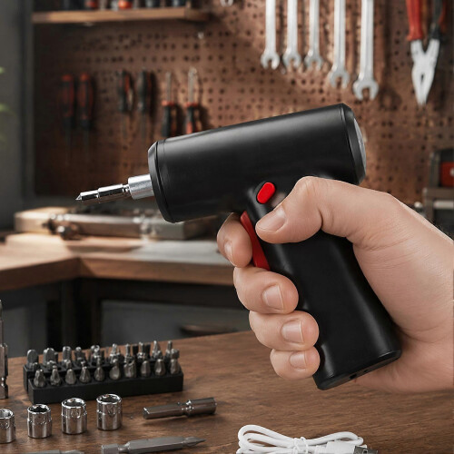 Ergonomic 3.6V USB Rechargeable Cordless Screwdriver Kit with Carrying Case 15pcs 2