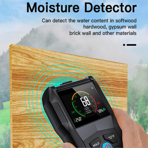 Digital LCD Pinless Moisture Meter 4 in 1 Wood Dampness Sensor Detector 2