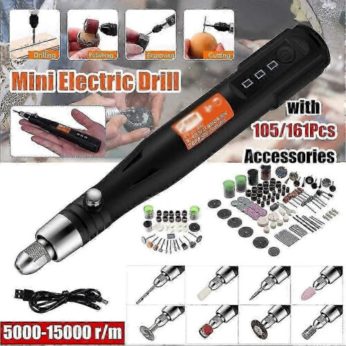 Cordless Rotary Tool 105pcs 3-Speed Mini Drill Kit 5V LED Light 1