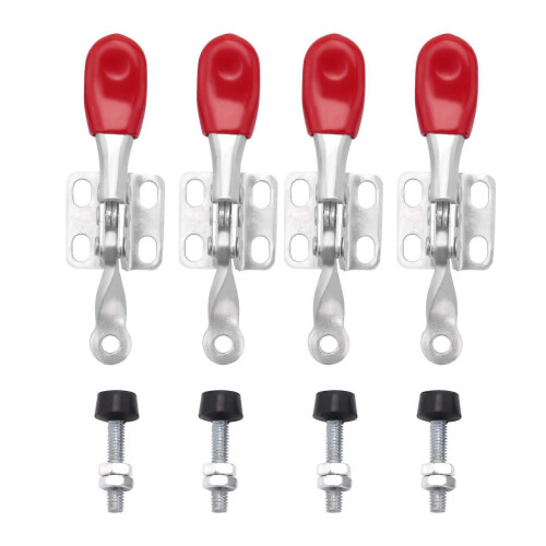 Horizontal Toggle Clamp 201A 4 PCS 60 Lbs Antislip Covered Hand Tool Silver &red 1