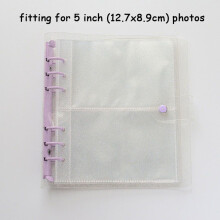 (Glitter Purple,5in)Clip couleur transparent étincelant 6 trous feuille lâche album enfants cadeaux anniversaire