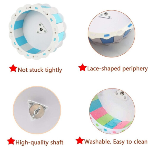 Silent Hamster Exercise Wheel – Non-Slip Plastic Running Wheel, Blue/White 2