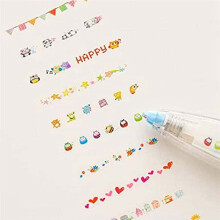 6PCS DIY Cute Animals Press Type Decorative Pen - DIY Lace Decoration Tape Pen, Kawaii Animals Decorative Masking Tape