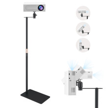 Misvayli Adjustable Projector Stand, Floor Projector Tripod with 29.4 x 29.4cm Platform, 6kg Capacity, 104-160cm Height for Home Cinema Office