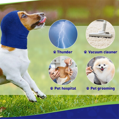 Dog Hats – 2-Piece Cotton Elastic Pet Hat Set (Blue, S/M) 2