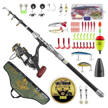 Misvayli 1.8m Telescopic Fishing Rod, Spinning Reel Combo with 100m Line, 53Pcs Fishing Tackle Kit & Lures, Portable Case for Freshwater Saltwater