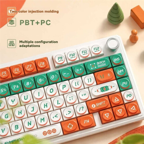 115 Keys Retro Block Keycap Set Rounded Profile Keycaps for MX Style Mechanical Keyboard Custom Keyboard