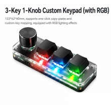 3 Keys Programmable Mechanical -Keyboard RGB Backlit Custom Shortcut Keypad with Macro for PC Editing Offices Work