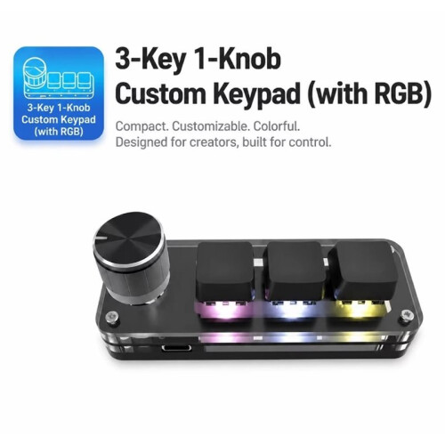 3 Keys Programmable Mechanical -Keyboard RGB Backlit Custom Shortcut Keypad with Macro for PC Editing Offices Work 2