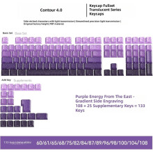 133Key Caps Gradient Keycaps Side Printed Shine Through PBT Double Shot for MX Switches Gaming Keyboard 75/68/87/108 A