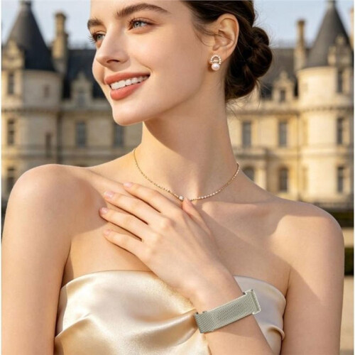 For   Air Breathable Milanese Loop Band Quick Release Adjustable Soft Metal Tracker Accessory Silver 2