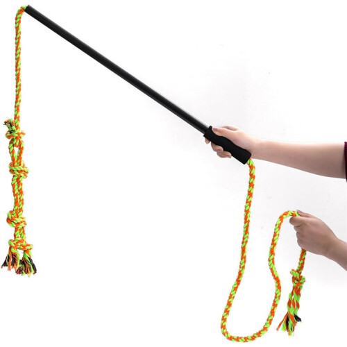 Dog Flirt Pole Toy – Interactive Training Stick with Natural Cotton Rope