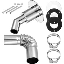 Thru Hull Skin Heater Pipe 24mm Stainless Steel Heater Pipe Exhaust Tube Connector 2Clamps for Boats Car Truck Bend