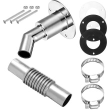 Thru Hull Skin Heater Pipe 24mm Stainless Steel Heater Pipe Exhaust Tube Connector 2Clamps for Boats Car Truck Straight